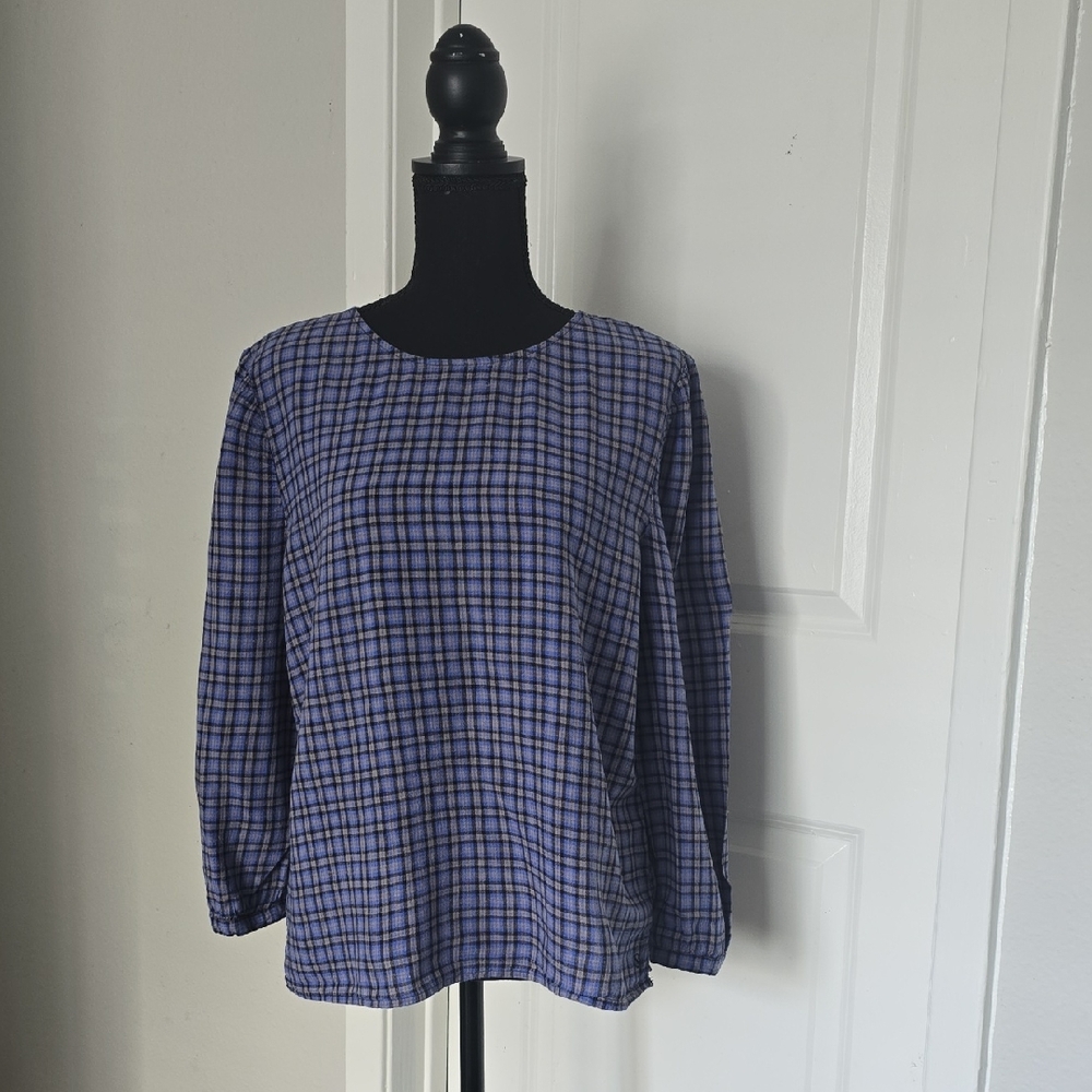 Blue Checkered Women's Top